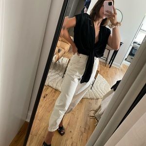 Zara Black Blouse with Tie Front